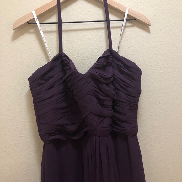 Monique Lhuillier Strapless Chiffon Gown Purple 12 - Picture 7 of 15